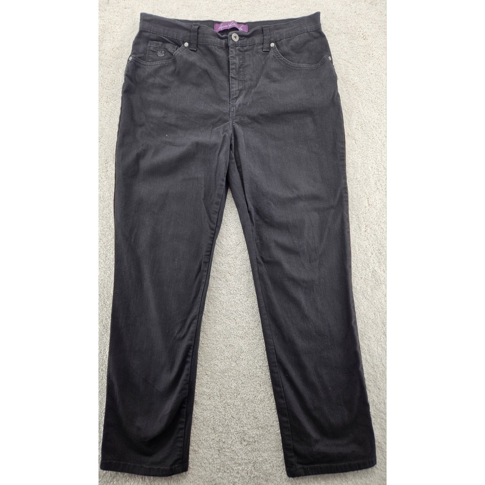 Gloria Vanderbilt Amanda Women's Jeans Size 12 Short Black Straight Leg Denim